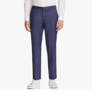 Theory Marlo Camley 100% Wool Washed Blue Window Pane Plaid Mens Trousers NWT 32